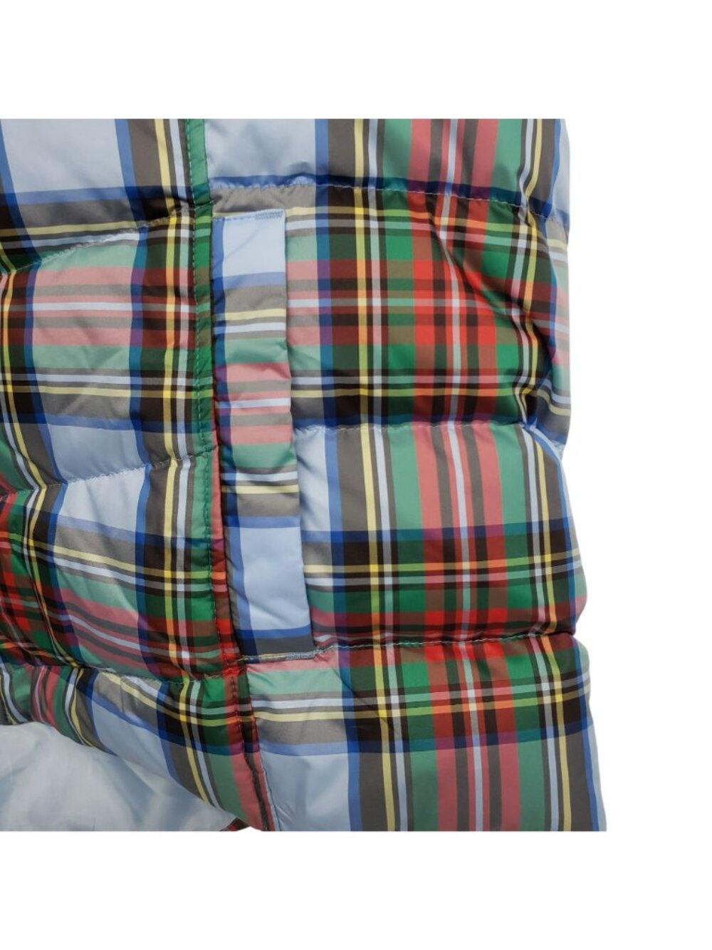 Lands End Blue Green Red Tartan Plaid Womens 1X Puffer Vest Fall Winter Holiday - Picture 8 of 10